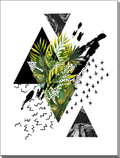 Картины на пластике, пеноркартоне Watercolor tropical leaves