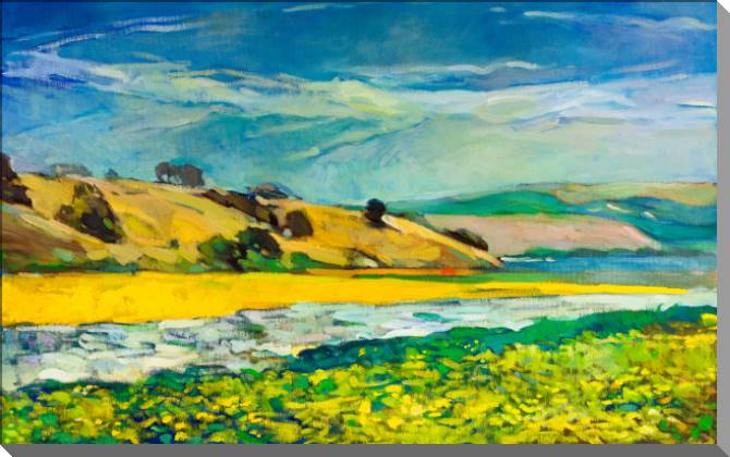 Картины на пластике, пеноркартоне The river and rocks