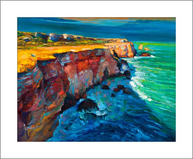 Купить и печать на заказ Картины, фото с паспарту Скалы и океан