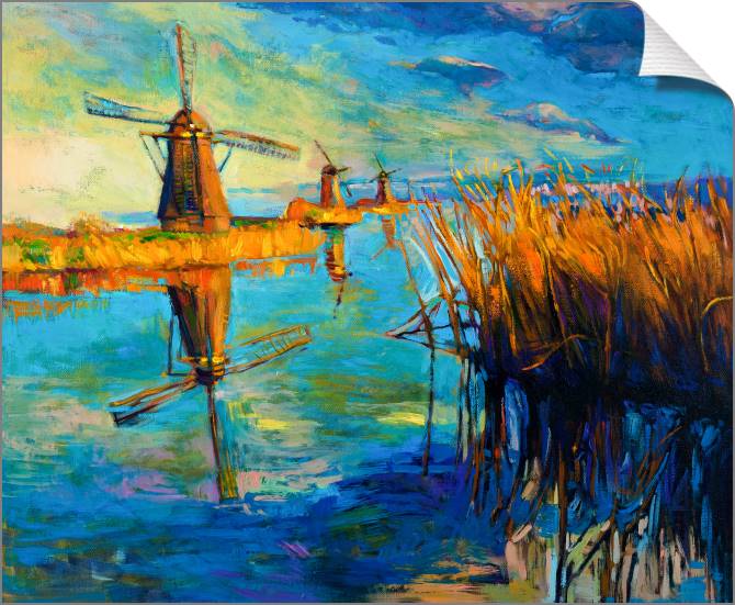 Купить и печать на заказ Картины на холсте Мельницы на берегу реки