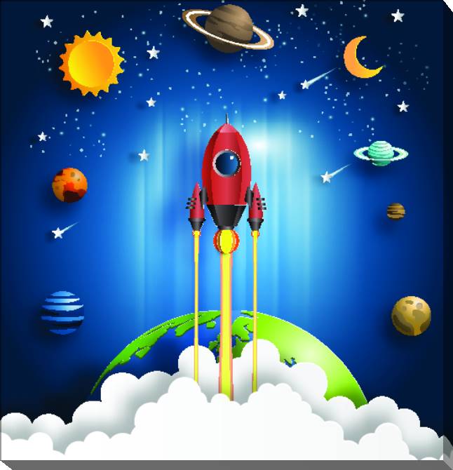 Картины на холсте Rocket and planets