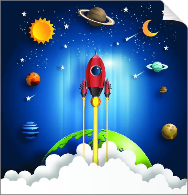 Купить и печать на заказ Картины на холсте Ракета и планеты