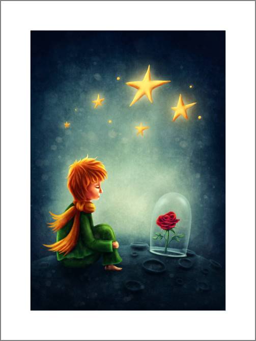 Купить и печать на заказ Картины, фото с паспарту Маленький принц с розой