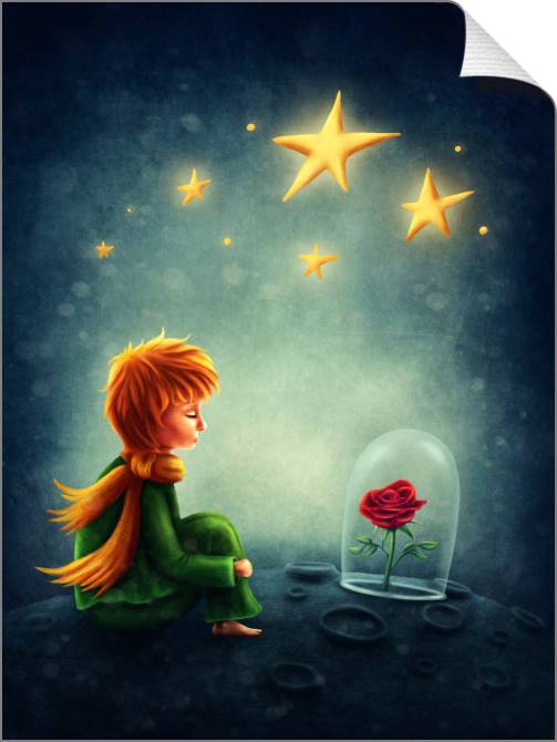 Купить и печать на заказ Картины на холсте Маленький принц с розой