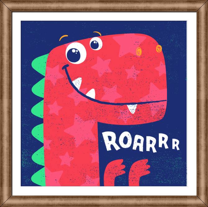 Купить и печать на заказ Картины в рамке, багете Красный динозавр