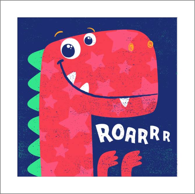 Купить и печать на заказ Картины, фото с паспарту Красный динозавр