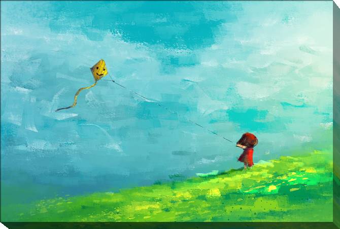 Картины на холсте Girl with a kite