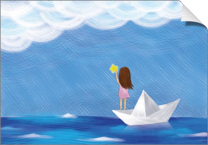 Купить и печать на заказ Картины на холсте Девочка на кораблике