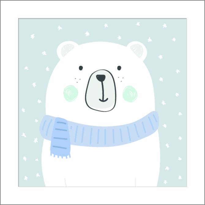 Купить и печать на заказ Картины, фото с паспарту Белый мишка