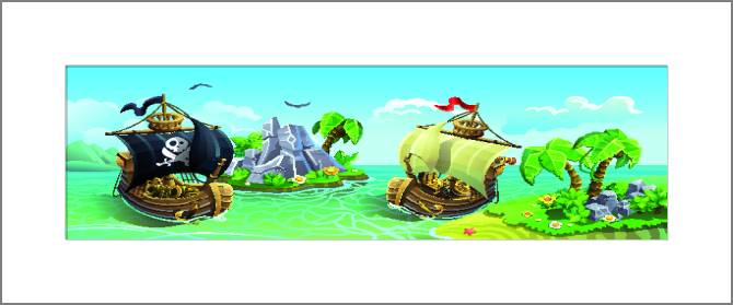 Купить и печать на заказ Картины, фото с паспарту Корабли пиратов