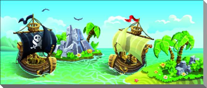 Картины на пластике, пеноркартоне The pirates ships