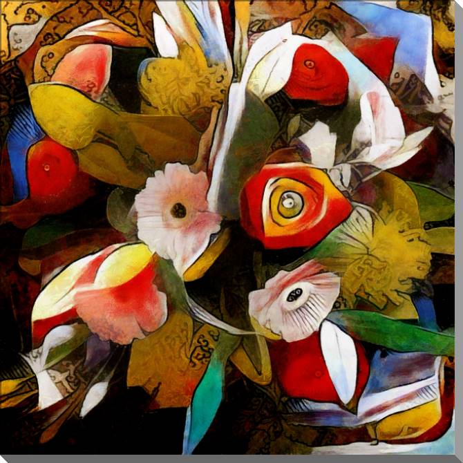 Картины на пластике, пеноркартоне Flowers in cubism
