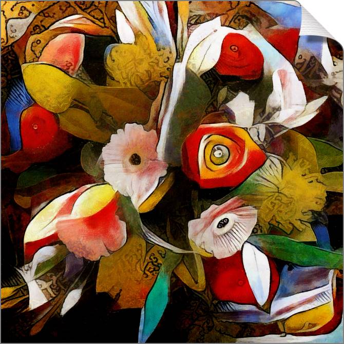 Paintings on canvas Flowers in cubism