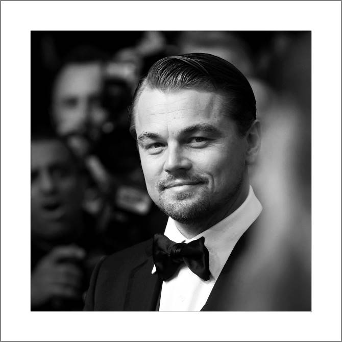 Картины, фото с паспарту Leonardo DiCaprio black and white photo