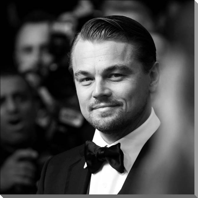 Картины на пластике, пеноркартоне Leonardo DiCaprio black and white photo