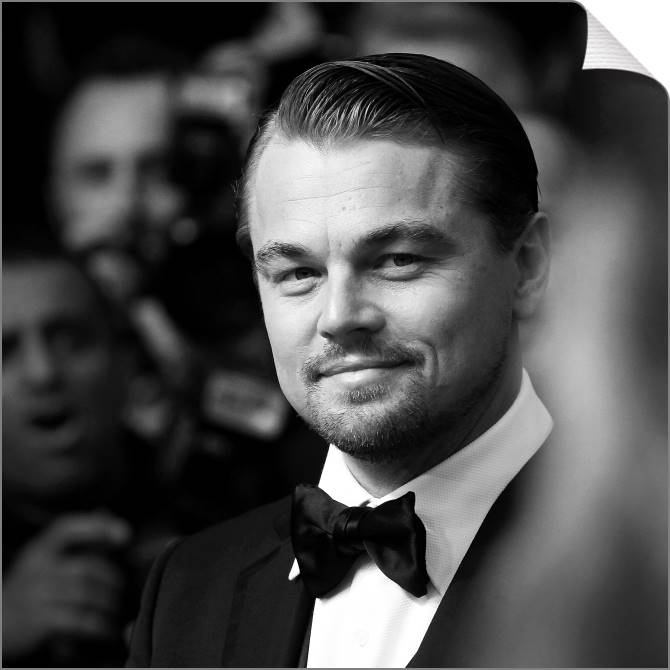 Купить и печать на заказ Картины на холсте Леонардо Ди Каприо черно-белое фото 