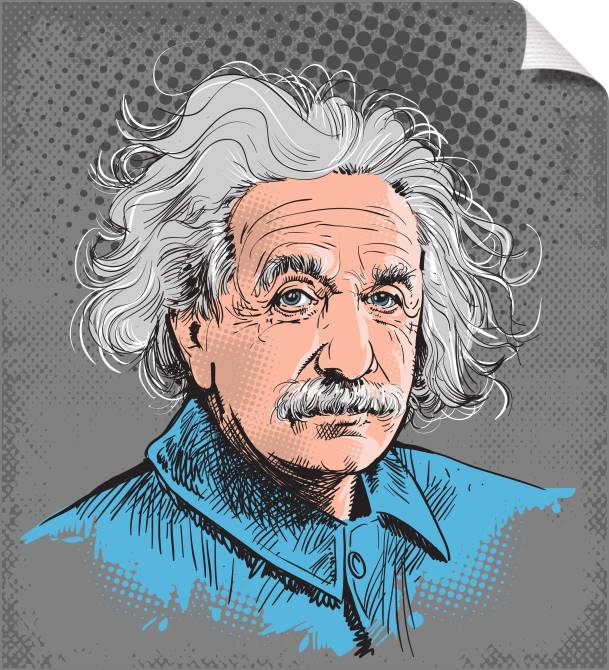 Купить и печать на заказ Картины на холсте Эйнштейн на сером фоне