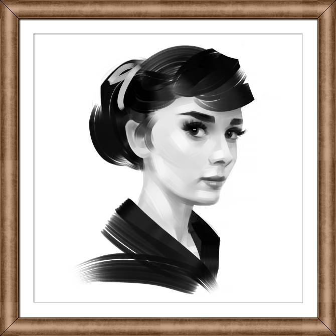 Купить и печать на заказ Картины в рамке, багете Арт Одри Хепберн