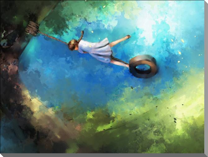 Картины на пластике, пеноркартоне Girl on swing