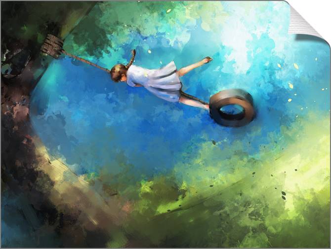 Купить и печать на заказ Картины на холсте Девочка на качелях