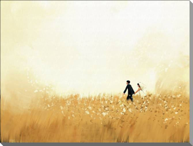 Картины на пластике, пеноркартоне The couple on the field