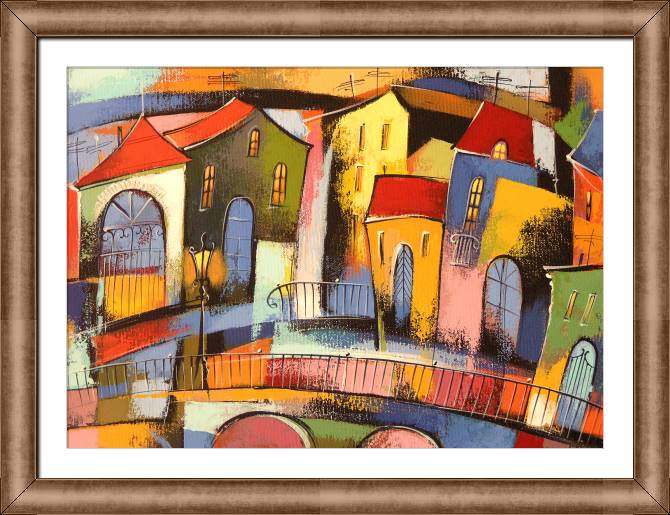 Купить и печать на заказ Картины в рамке, багете Сказочный город акрил