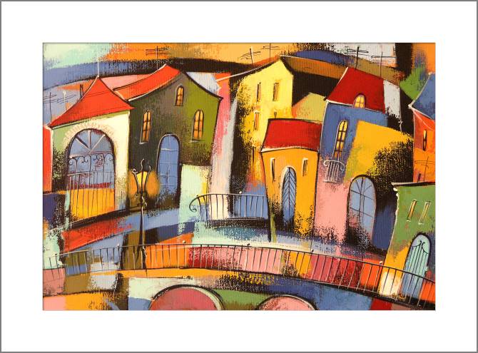 Купить и печать на заказ Картины, фото с паспарту Сказочный город акрил