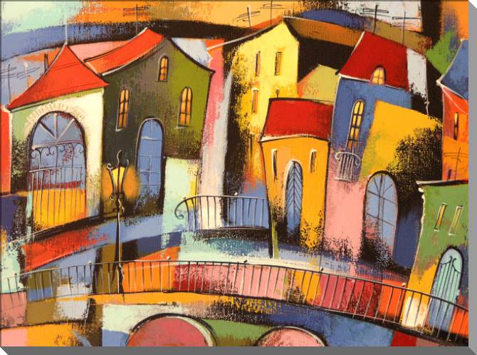 Картины на пластике, пеноркартоне Fairytale town acrylic