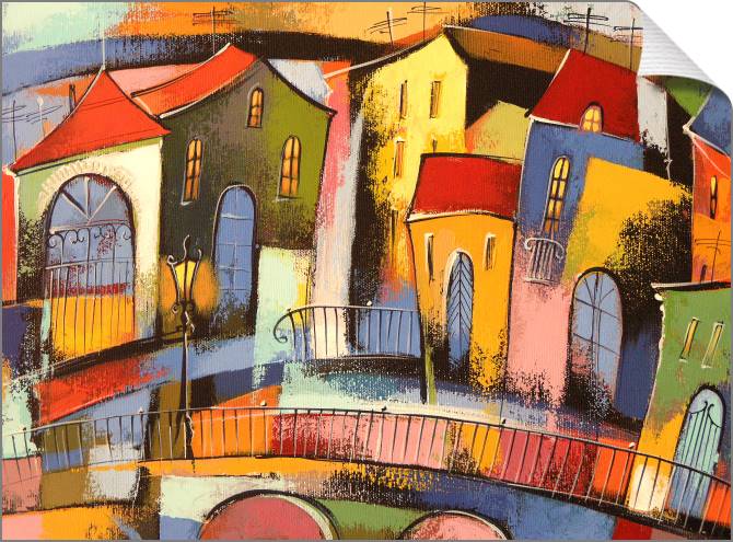 Paintings on canvas Fairytale town acrylic