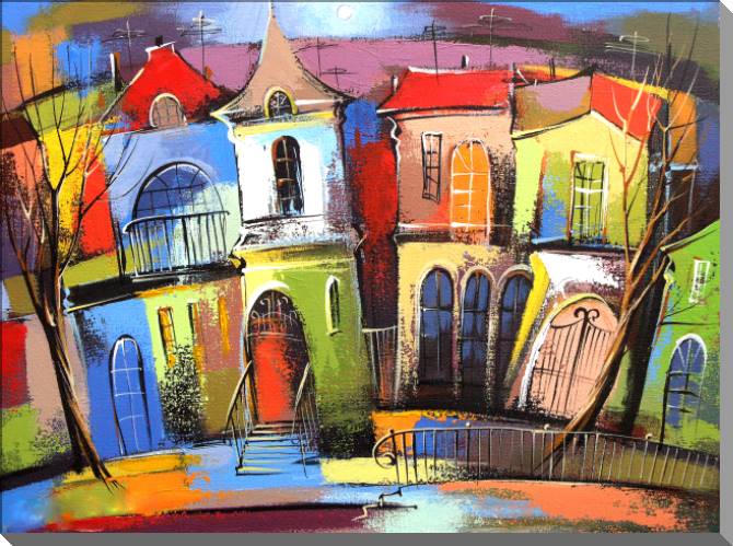 Картины на пластике, пеноркартоне House fabulous city