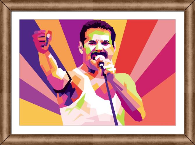 Купить и печать на заказ Картины в рамке, багете Фредди Меркьюри арт разноцветный