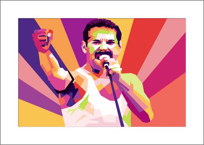 Картины, фото с паспарту Freddie mercury art colorful
