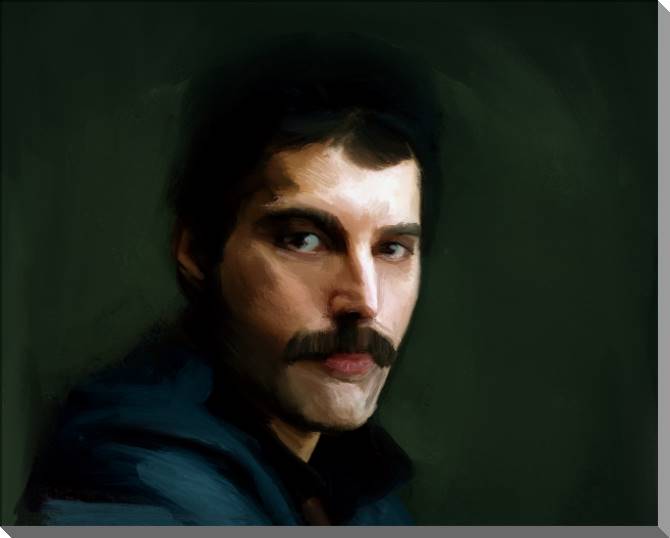 Картины на пластике, пеноркартоне Freddie mercury on a dark background