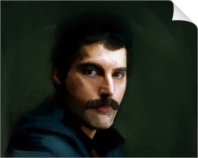 Купить и печать на заказ Картины на холсте Фредди Меркьюри на темном фоне