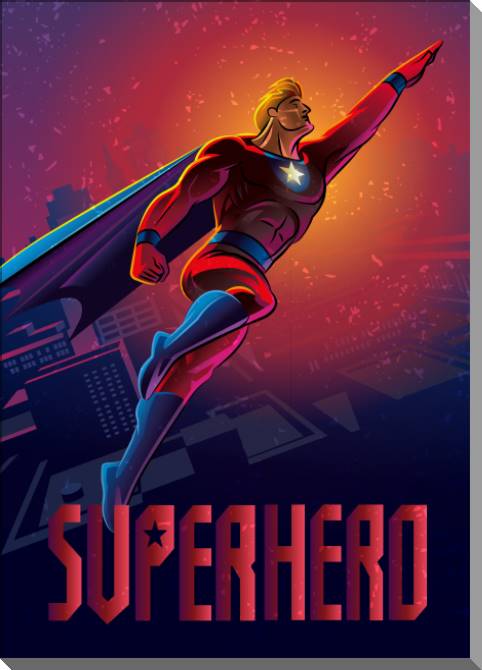 Картины на пластике, пеноркартоне Superhero in flight