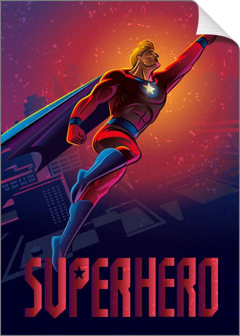 Купить и печать на заказ Картины на холсте Супергерой в полете