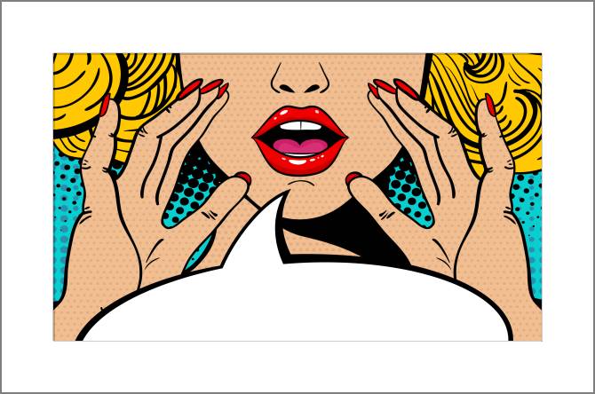 Купить и печать на заказ Картины, фото с паспарту Комикс блондинка