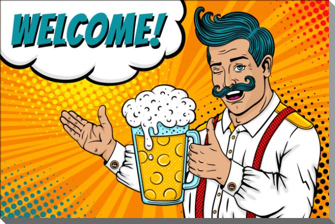 Картины на пластике, пеноркартоне A man with a mustache comic