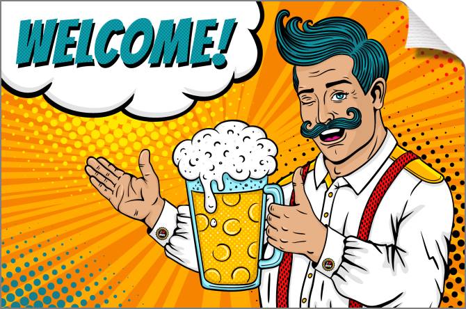 Купить и печать на заказ Картины на холсте Мужчина с усами комикс