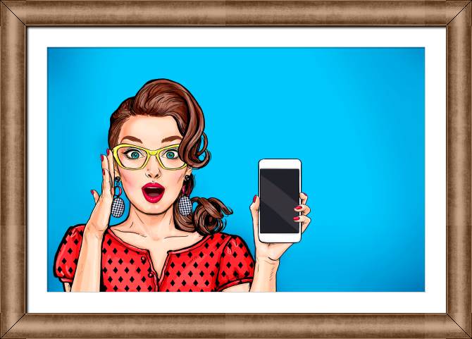 Купить и печать на заказ Репродукции картин Девушка со смартфоном поп-арт