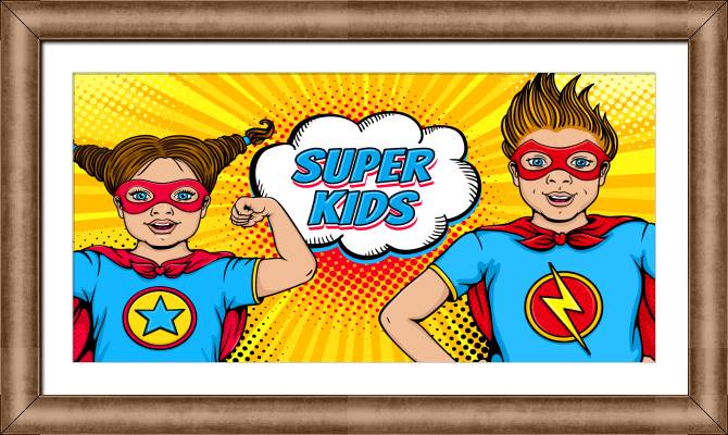 Купить и печать на заказ Картины в рамке, багете Дети поп-арт