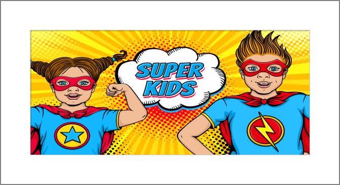 Купить и печать на заказ Картины, фото с паспарту Дети поп-арт