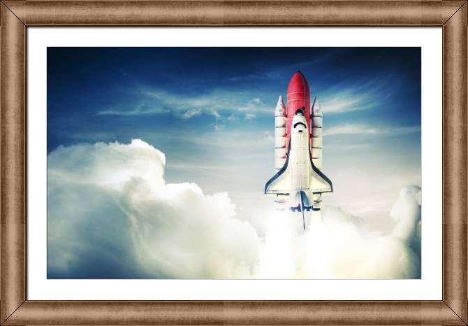 Купить и печать на заказ Картины в рамке, багете Шаттл в небе