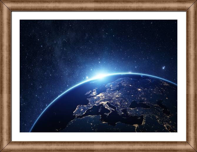 Купить и печать на заказ Картины в рамке, багете Планета Земля ночью