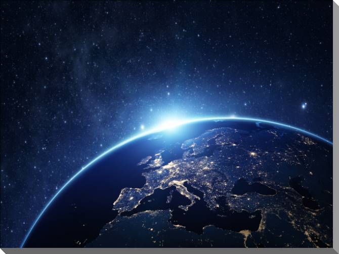 Картины на пластике, пеноркартоне Planet Earth at night