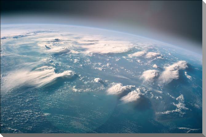 Картины на пластике, пеноркартоне Earth and clouds from space