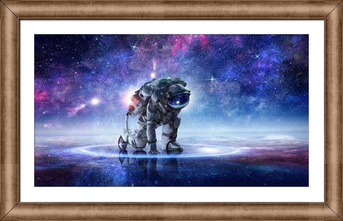 Купить и печать на заказ Картины в рамке, багете Астронавт и звездное небо