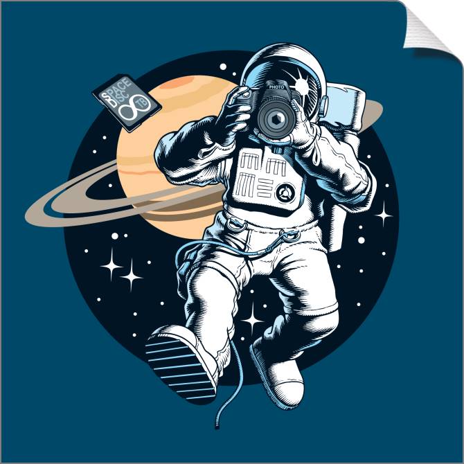 Купить и печать на заказ Картины на холсте Космонавт с фотоаппаратом