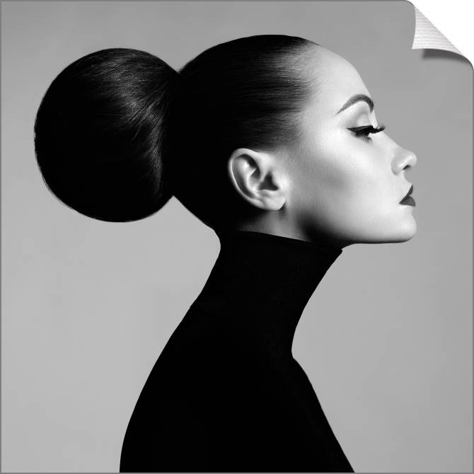 Купить и печать на заказ Картины на холсте Черно-белый портрет девушки