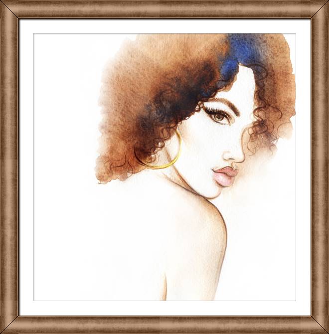 Купить и печать на заказ Картины в рамке, багете Акварельный женский портрет